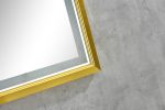 42 in. W x24 in. H Oversized Rectangular Gold Framed LED Mirror Anti-Fog Dimmable Wall Mount Bathroom Vanity Mirror