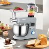 5 IN 1 Mixer, 660W Tilt-Head Multifunctional Electric Mixer with 6 Speeds LCD Screen Timing,Dough Hook,Flat Beater,Meat Grinder