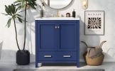 30" Blue Bathroom Vanity with Single Sink, Combo Cabinet Undermount Sink, Bathroom Storage Cabinet with 2 Doors and a Drawer, Soft Closing