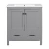 30" Gray Bathroom Vanity with Single Sink, Combo Cabinet Undermount Sink, Bathroom Storage Cabinet with 2 Doors and a Drawer, Soft Closing