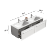 U052-Nevia60W-206 Nevia 60" Matt Snow White Bathroom Vanity with Automatic LED Drawer Light