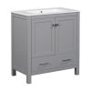 30" Gray Bathroom Vanity with Single Sink, Combo Cabinet Undermount Sink, Bathroom Storage Cabinet with 2 Doors and a Drawer, Soft Closing