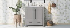 30" Gray Bathroom Vanity with Single Sink, Combo Cabinet Undermount Sink, Bathroom Storage Cabinet with 2 Doors and a Drawer, Soft Closing