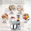 5 IN 1 Mixer, 660W Tilt-Head Multifunctional Electric Mixer with 6 Speeds LCD Screen Timing,Dough Hook,Flat Beater,Meat Grinder