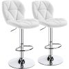 Bar Stools Set of 2 Counter Stool Bar Chairs with Backrest Height Adjustable Swivel Tall Bar Stools Modern PU Leather,White