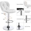 Bar Stools Set of 2 Counter Stool Bar Chairs with Backrest Height Adjustable Swivel Tall Bar Stools Modern PU Leather,White