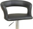 Bar Stool Counter Height Chairs Set of 2 Adjustable Height Kitchen Island Stools Black PVC / Faux Leather