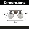 Bathroom Vanity Light Fixtures, 2-Light Black Wall Sconce Lighting Wall Lamp with Clear Glass Shade