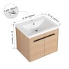 LEVISTAR Oak 24 Inch Bathroom Vanity with resin Countertop Sink, 2 Doors Bathroom Cabinet Set