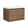 LEVISTAR Brown 30 Inch Bathroom Vanity with resin Countertop Sink, 2 Doors Bathroom Cabinet Set