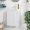 [Viedo]Contemporary 16" White Wall-Mounted Bathroom Vanity Combo Cabinet with Ceramic Basin - Ideal for Small Bathrooms