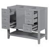 36" Bathroom Vanity without Sink, Cabinet Base Only, One Cabinet and three Drawers, Grey