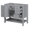 36" Bathroom Vanity without Sink, Cabinet Base Only, One Cabinet and three Drawers, Grey