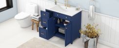 36-inch Bathroom Vanity, Transitional Style Bathroom Cabinet with Resin Sink, Navy Blue Single Bathroom Cabinet