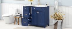 36-inch Bathroom Vanity, Transitional Style Bathroom Cabinet with Resin Sink, Navy Blue Single Bathroom Cabinet