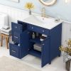 36-inch Bathroom Vanity, Transitional Style Bathroom Cabinet with Resin Sink, Navy Blue Single Bathroom Cabinet