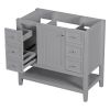 36" Bathroom Vanity without Sink, Cabinet Base Only, One Cabinet and three Drawers, Grey