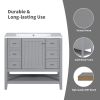 36" Bathroom Vanity without Sink, Cabinet Base Only, One Cabinet and three Drawers, Grey