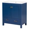 30" Blue Bathroom Vanity with Single Sink, Combo Cabinet Undermount Sink, Bathroom Storage Cabinet with 2 Doors and a Drawer, Soft Closing