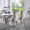 Contemporary Gray Flannelette 2pcs Side Chairs Button-Tufted Upholstered Dining Chairs Wingback Design Furniture Set