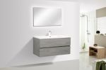 24' Wall Mounted Single Bathroom Vanity in Ash Gray With White Solid Surface Vanity Top