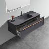 U053-Nevia48W-207 Nevia 48" Exclusive Gray Bathroom Vanity with Gray Solid Surface Sink, Wall Mounted Floating Bathroom Vanity for Modern Bathroom