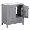 30" Gray Bathroom Vanity with Single Sink, Combo Cabinet Undermount Sink, Bathroom Storage Cabinet with 2 Doors and a Drawer, Soft Closing