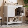 30-Inch White Bathroom Vanity with Ceramic Sink and Versatile Storage - Ideal for Small Bathrooms