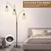 Industrial Floor Lamp, 3 Light Arc Floor Lamps for Living Room, 76 Inch Tall Standing Lamp with Metal Cage Shades & Foot Switch