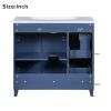 36-inch Bathroom Vanity, Transitional Style Bathroom Cabinet with Resin Sink, Navy Blue Single Bathroom Cabinet