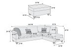 Grey Color 3pcs Sectional Living Room Furniture Reversible Chaise Sofa And Ottoman Polyfiber Linen Like Fabric Cushion Couch