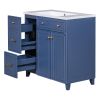 36-inch Bathroom Vanity, Transitional Style Bathroom Cabinet with Resin Sink, Navy Blue Single Bathroom Cabinet