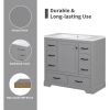 36" Bathroom Vanity with Sink Combo, Six Drawers, Multi-Functional Drawer Divider, Adjustable Shelf, Grey