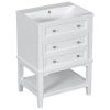 24" Bathroom Vanity With Sink, Bathroom Storage Cabinet with Drawer and Open Shelf, Solid Wood Frame, White