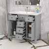 36" Bathroom Vanity with Ceramic Basin, Two Cabinets and Five Drawers, Solid Wood Frame, Grey (OLD SKU: SY999202AAE)