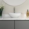 16 Inch Oval White Ceramic Vessel Sink Countertop - Modern Egg Shape Above Counter Bathroom Vanity Sink Bowl