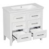 36'' Bathroom Vanity with Resin Sink Combo, Free Standing Single Vanity Set with Four Drawers, Solid Wood Frame Bathroom Storage Cabinet