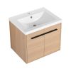 LEVISTAR Oak 24 Inch Bathroom Vanity with resin Countertop Sink, 2 Doors Bathroom Cabinet Set