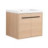 LEVISTAR Oak 24 Inch Bathroom Vanity with resin Countertop Sink, 2 Doors Bathroom Cabinet Set