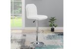 Adjustable Bar stool Chair White Faux Leather Clean Lines Seat Chrome Base Modern Set of 2 Chairs / Bar Stool Dining Kitchen