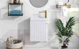 [Viedo]Contemporary 16" White Wall-Mounted Bathroom Vanity Combo Cabinet with Ceramic Basin - Ideal for Small Bathrooms