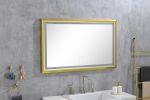 42 in. W x24 in. H Oversized Rectangular Gold Framed LED Mirror Anti-Fog Dimmable Wall Mount Bathroom Vanity Mirror