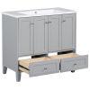 36'' Bathroom Vanity with Resin Sink Combo,Solid Wood Frame Bathroom Storage Cabinet, Freestanding Vanity Set with 4 Soft Closing Doors& 2 Drawers