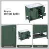 36" Bathroom Vanity without Sink, Cabinet Base Only, One Cabinet and three Drawers, Green