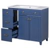 36-inch Bathroom Vanity, Transitional Style Bathroom Cabinet with Resin Sink, Navy Blue Single Bathroom Cabinet