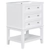 24" Bathroom Vanity With Sink, Bathroom Storage Cabinet with Drawer and Open Shelf, Solid Wood Frame, White