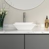 16"x16" Square White Ceramic Vessel Sink Countertop,Above Counter Bathroom Vanity Sink