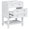 24" Bathroom Vanity With Sink, Bathroom Storage Cabinet with Drawer and Open Shelf, Solid Wood Frame, White