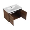 LEVISTAR Brown 30 Inch Bathroom Vanity with resin Countertop Sink, 2 Doors Bathroom Cabinet Set