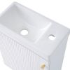 [Viedo]Contemporary 16" White Wall-Mounted Bathroom Vanity Combo Cabinet with Ceramic Basin - Ideal for Small Bathrooms